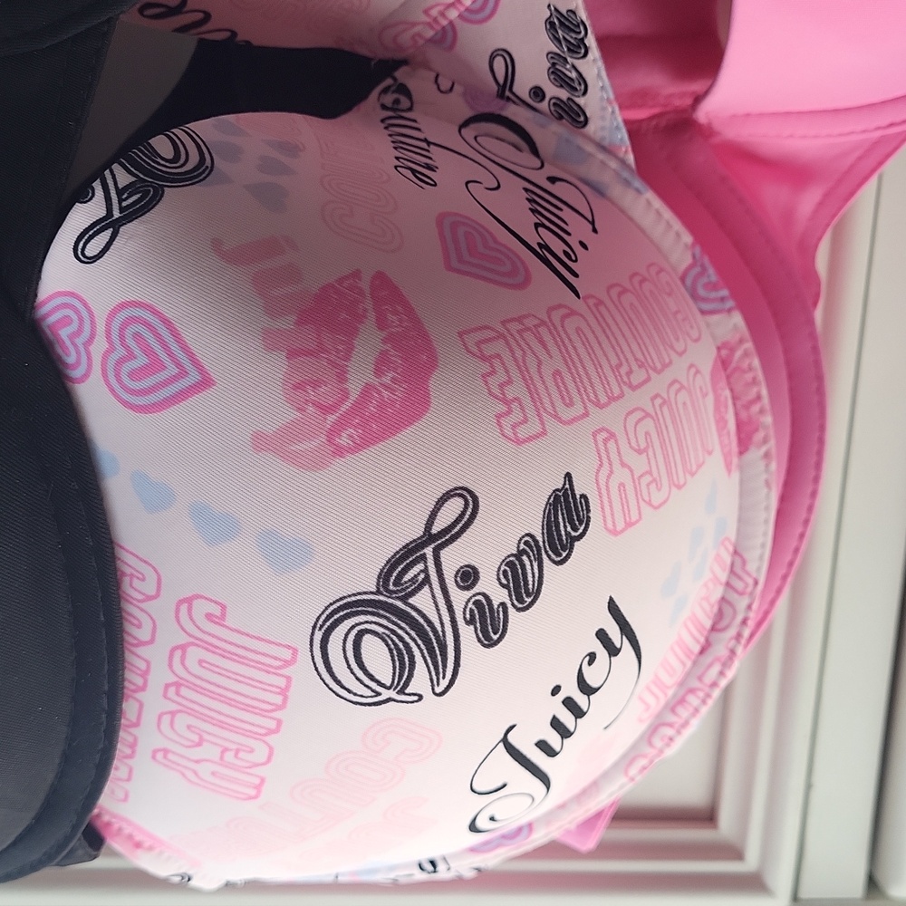 Juicy Couture Bras 3 Pack Black,  Pink And  Graphic Bra NWT 40D - Picture 2 of 3